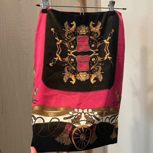 Boston Proper Dresses & Skirts - Pink and Gold Satin Scarf Skirt - Andrea Behar x Boston Proper